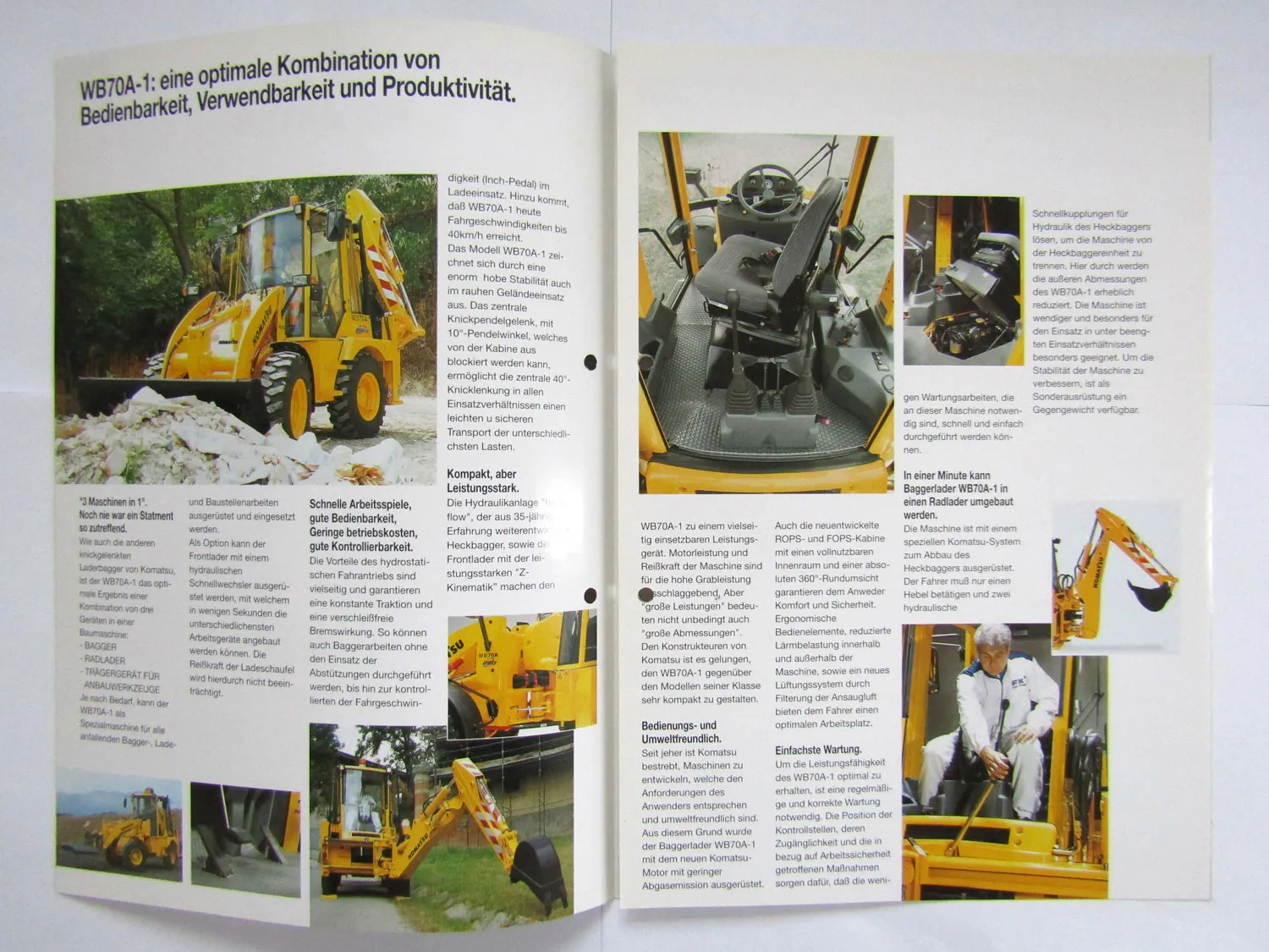 Prospekt Komatsu WB70A-1 knickgelenkter Laderbagger April 2000
