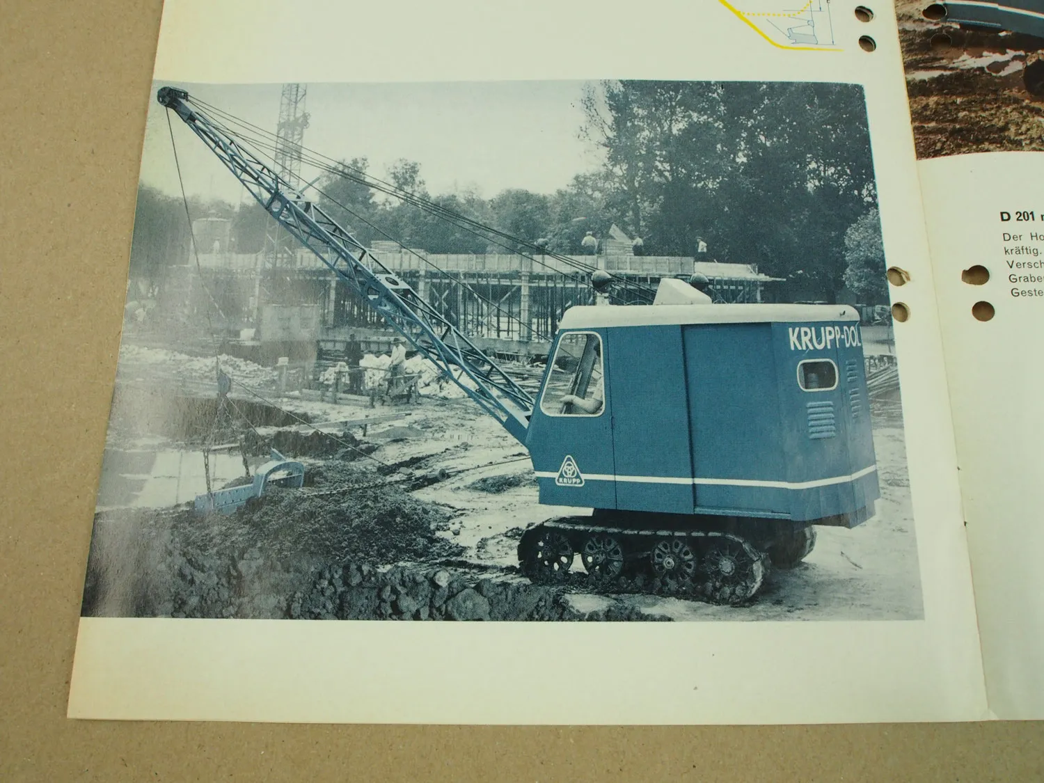 Prospekt Krupp Dolberg D201 Universalraupenbagger 1960er Jahre