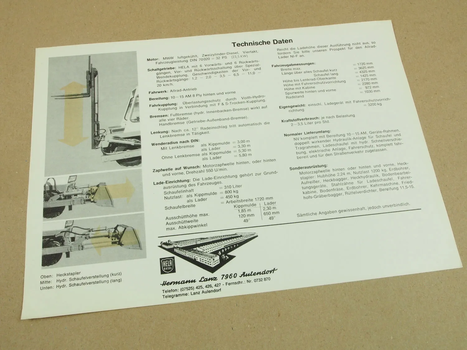 Prospekt Lanz Hela Varimot Typ NV der ratianale Allesschaffer 32 PS MWM Motor