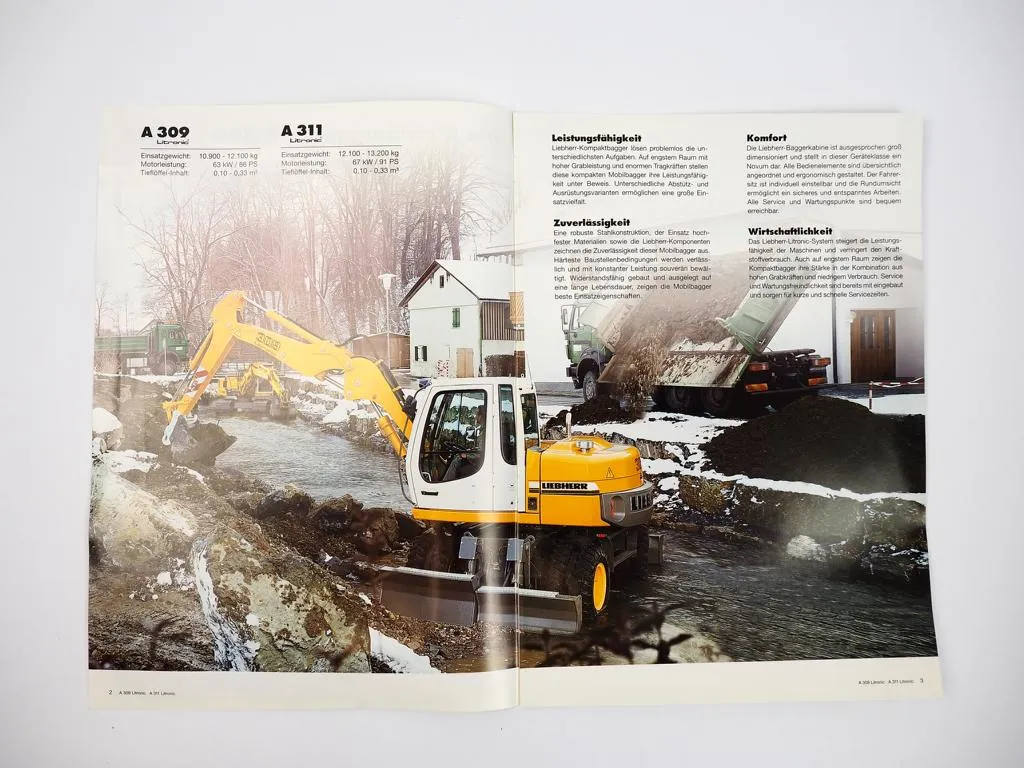 Prospekt Liebherr A309 A311 Litronic Mobilbagger Technische Beschreibung 2006