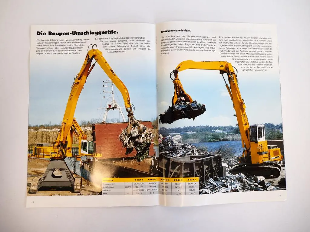 Prospekt Liebherr A316 - R974C Hydraulikbagger Übersicht Schrottumschlag 2007/08
