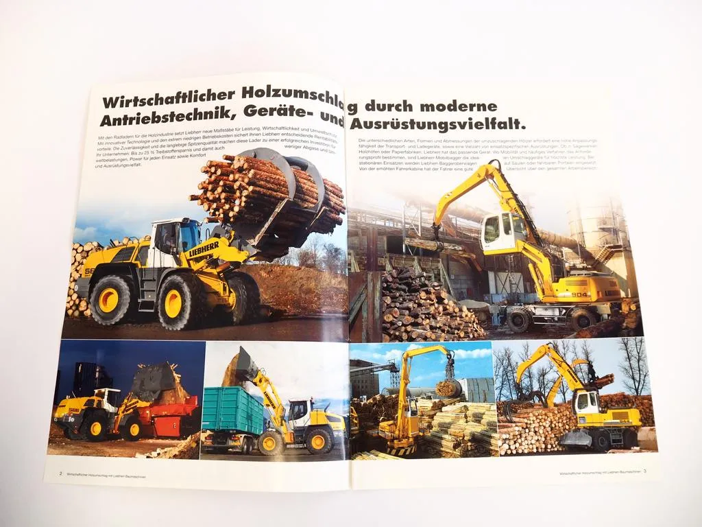 Prospekt Liebherr A904 - A954 Baumaschinen Übersicht Holzumschlag 2007 Label