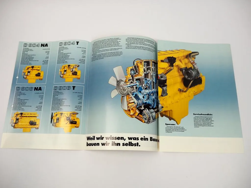 Prospekt Liebherr D 904 906 NA T Dieselmotor für Baumaschinen 1985