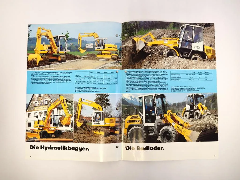 Prospekt Liebherr Erdbewegungsmaschinen Gartenbau Programm 1994
