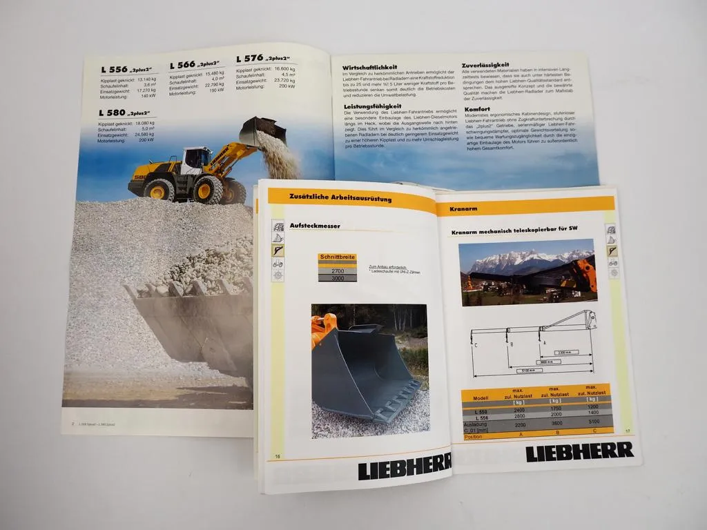 Prospekt Liebherr L556 - L580 Radlader + Ausrüstungshandbuch 2009