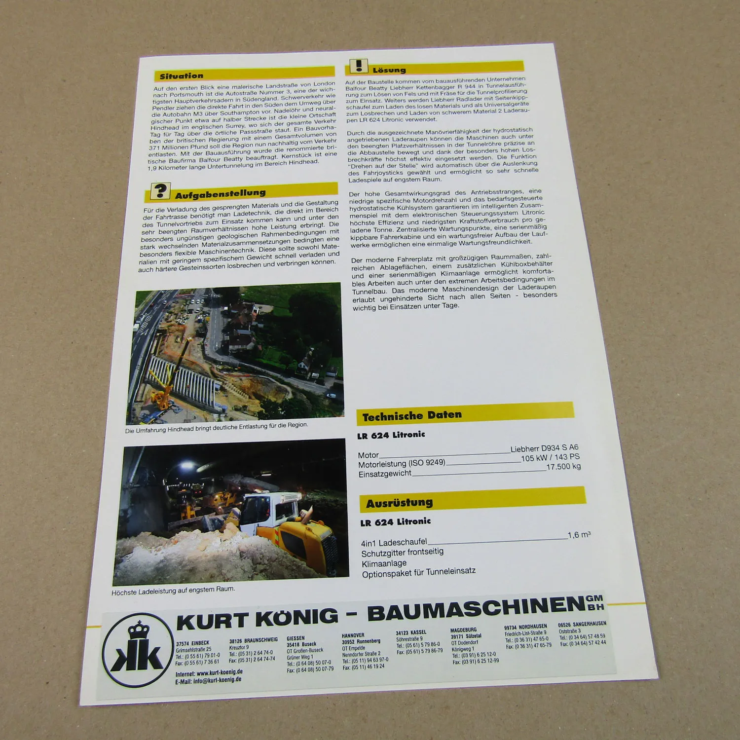 Prospekt Liebherr LR 624 Litronic Einsatzbericht Tunnel Balfour Beatty England