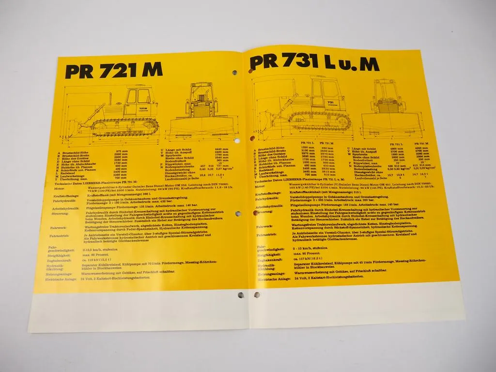Prospekt Liebherr PR 721M 731 L M 741 Planierraupe 1977 technische Daten