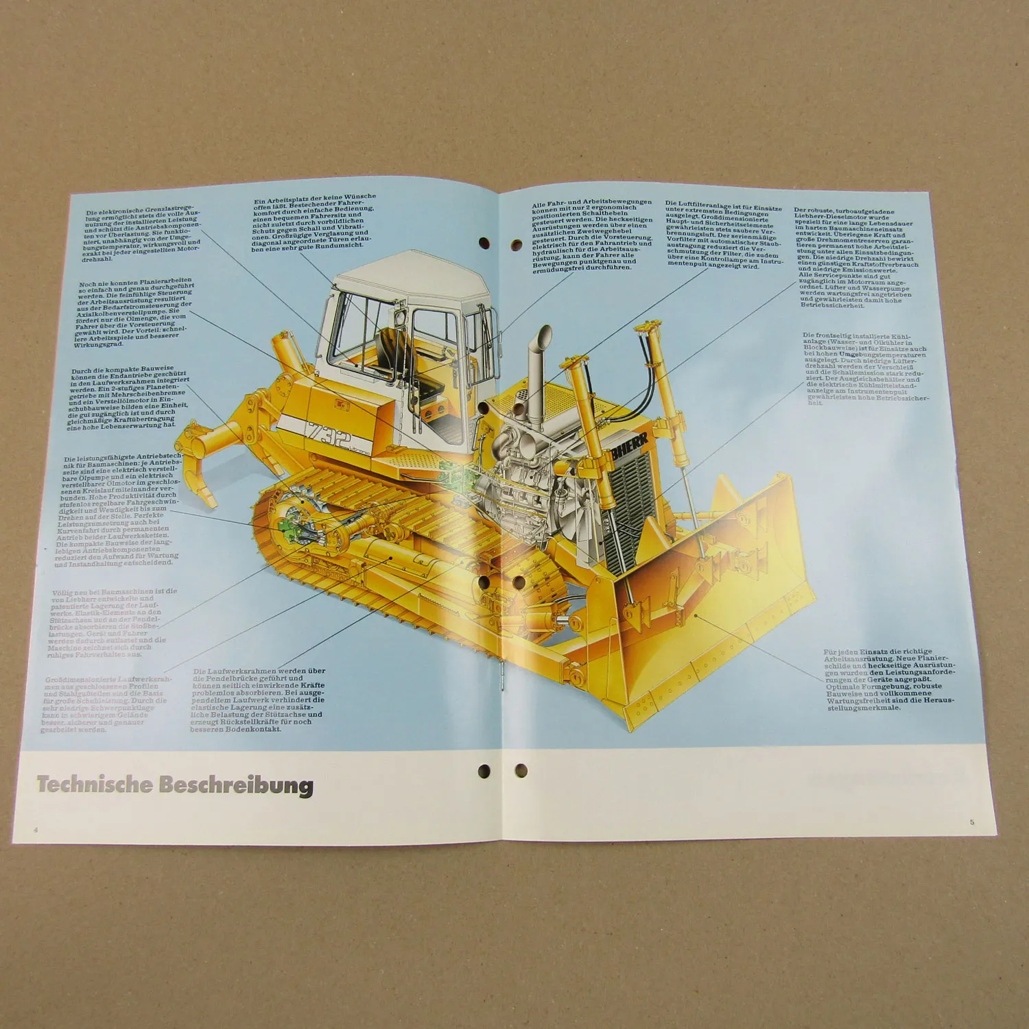 Prospekt Liebherr PR 732 Litronic Planierraupe Technische Beschreibung 1990