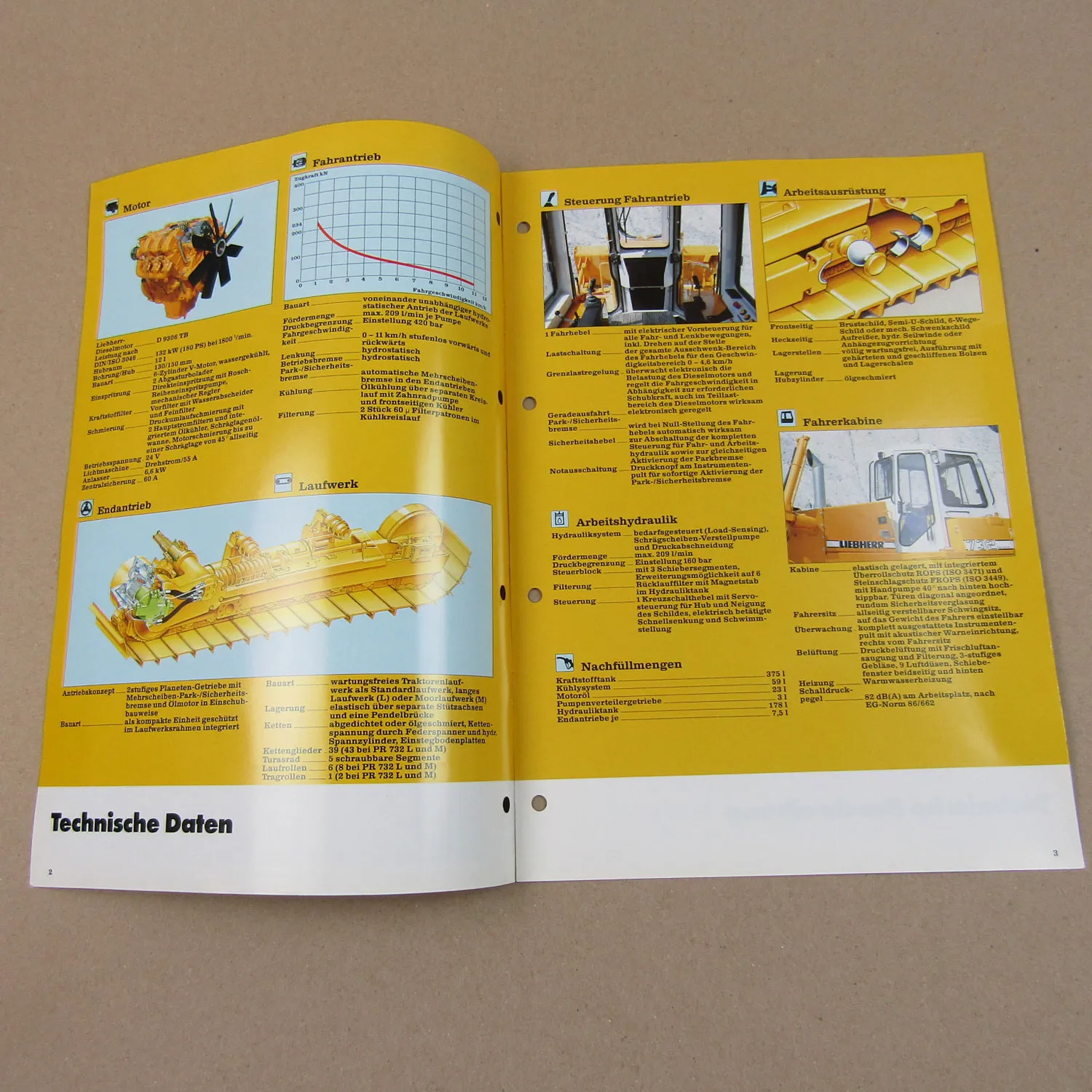 Prospekt Liebherr PR 732 Litronic Planierraupe Technische Beschreibung 1992