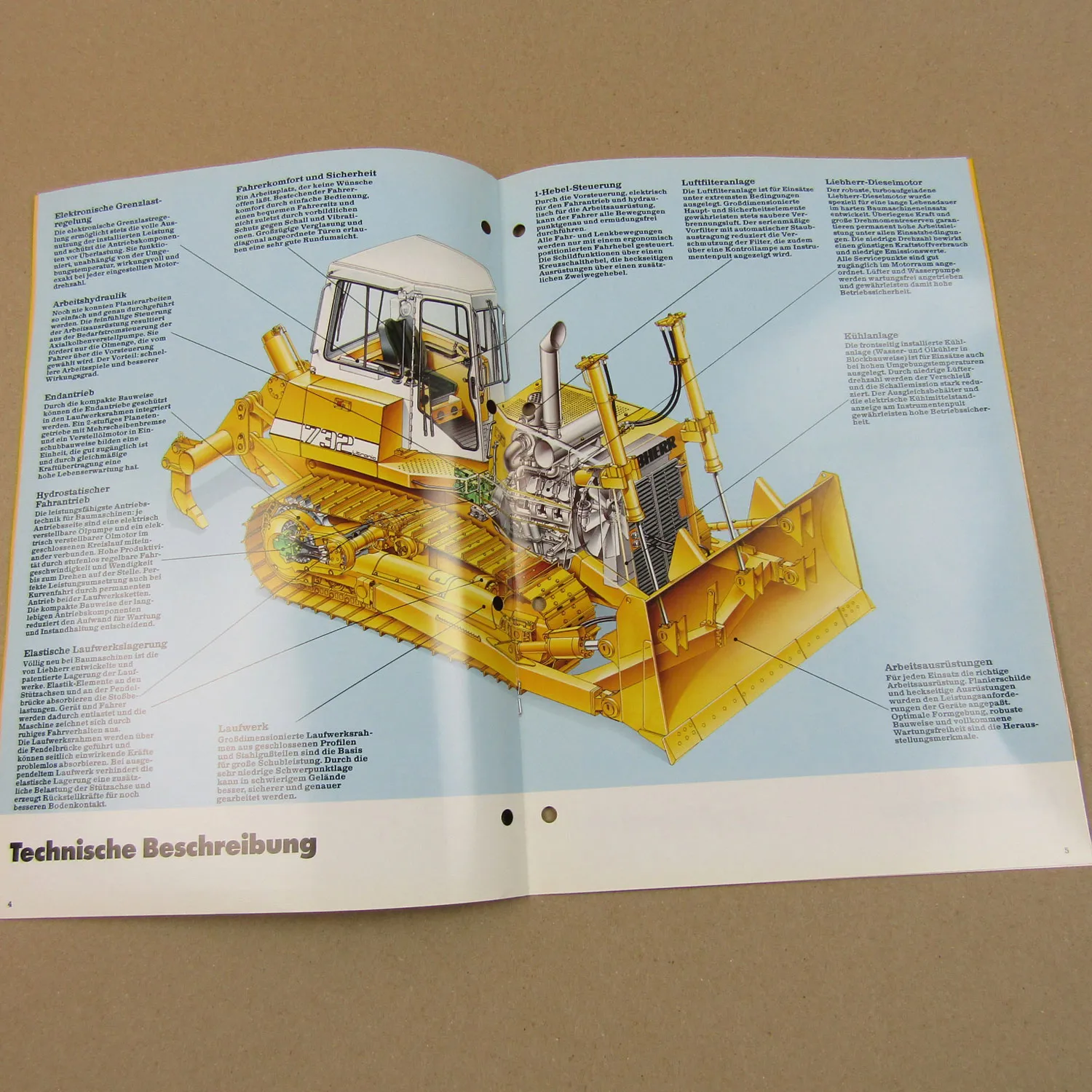 Prospekt Liebherr PR 732 Litronic Planierraupe Technische Beschreibung 1992