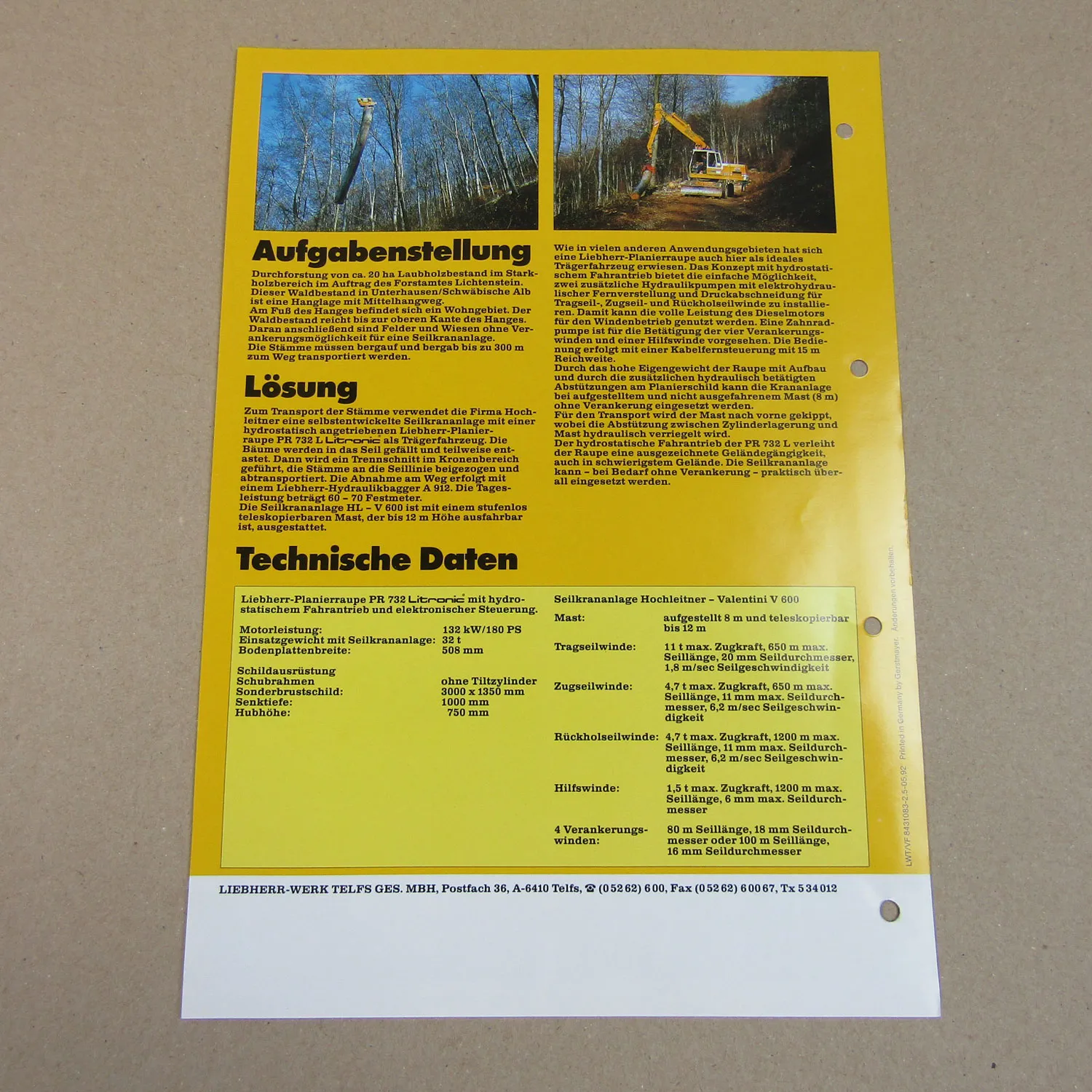 Prospekt Liebherr PR 732 Litronic Raupe Einsatzbericht Forst Bodman Bodensee