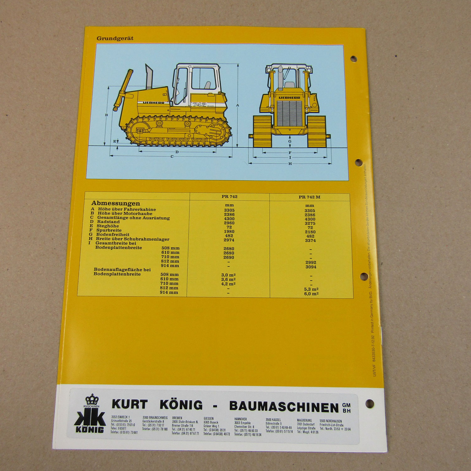 Prospekt Liebherr PR 742 Litronic Planierraupe Technische Beschreibung ...