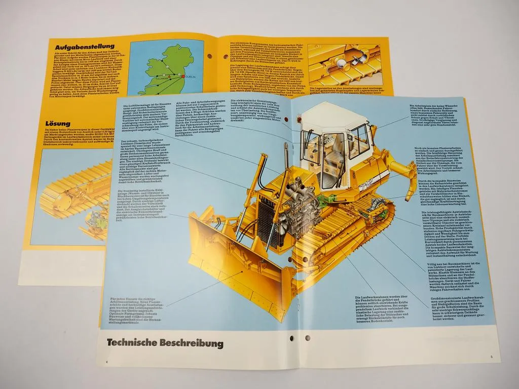 Prospekt Liebherr PR712 Litronic Planierraupe 1991 + Einsatzbericht Irland 1992