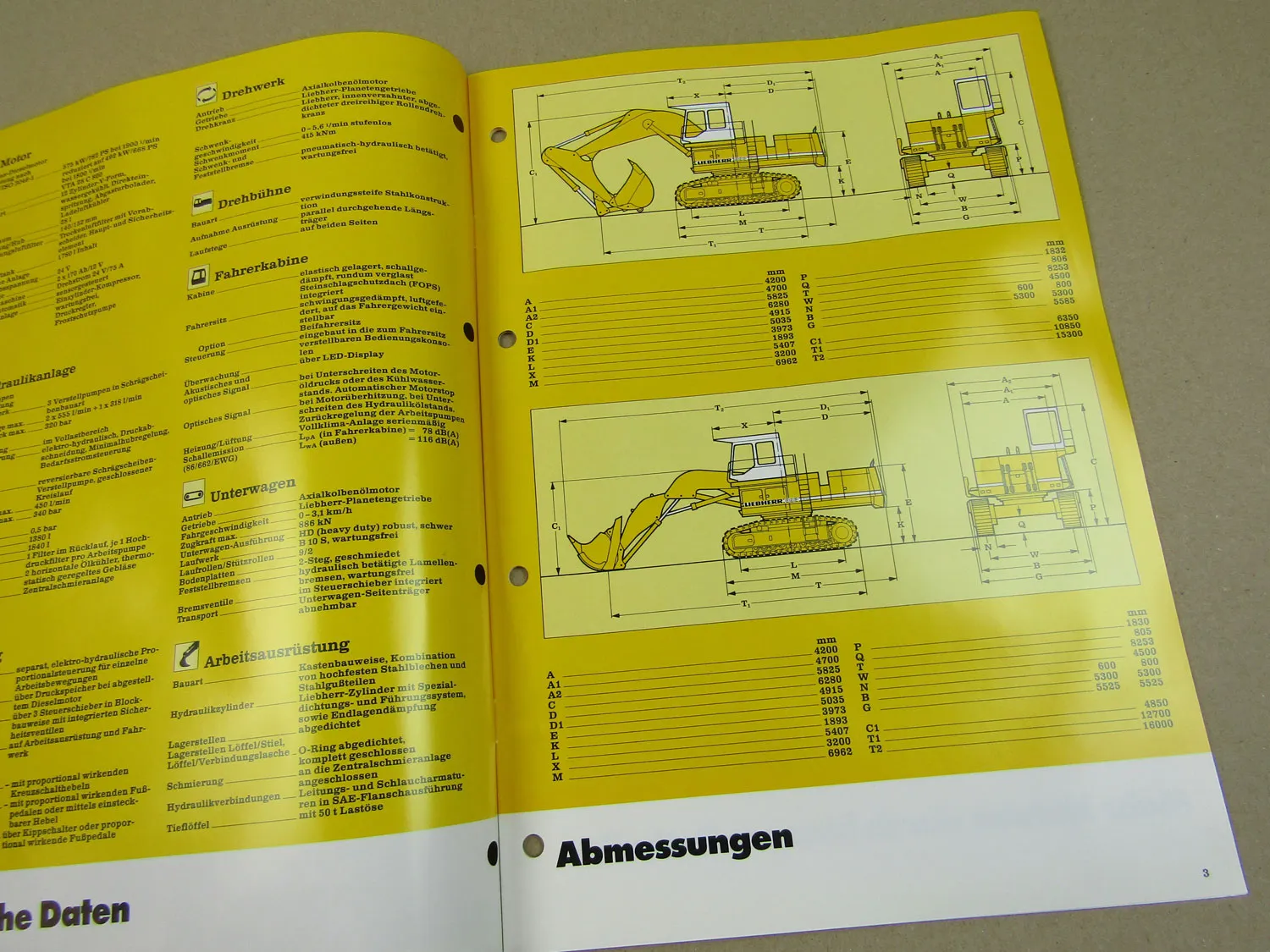 Prospekt Liebherr R 992 Litronic Hydraulikbagger Technische Beschreibung 1995