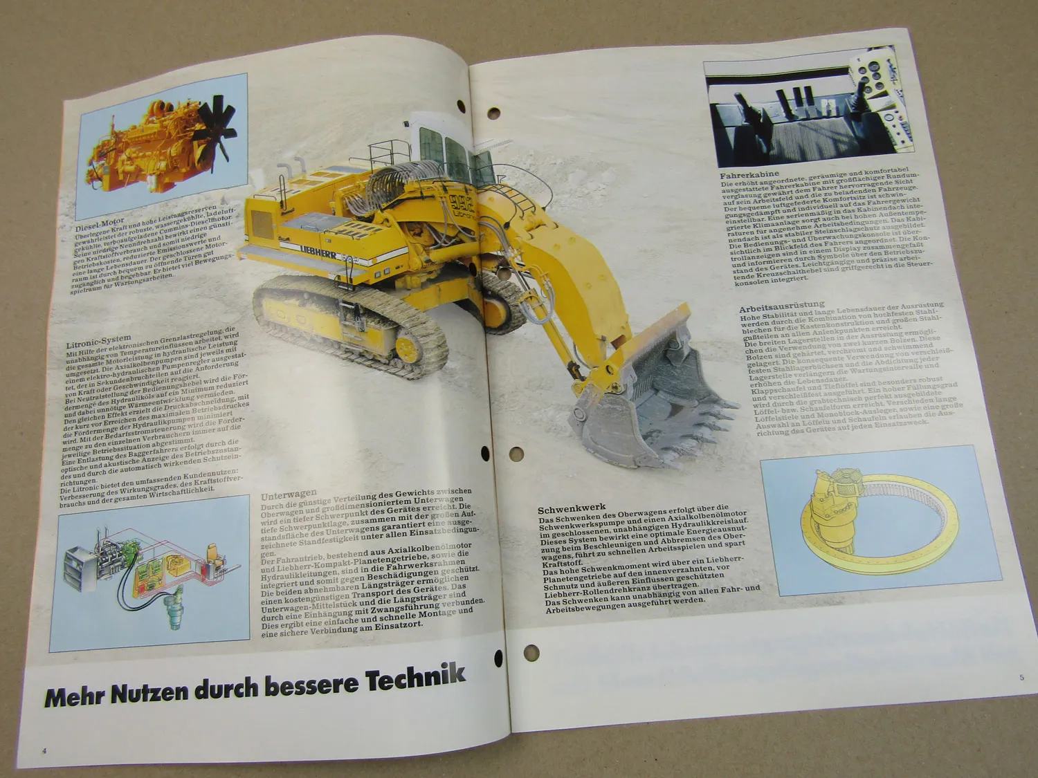 Prospekt Liebherr R 992 Litronic Hydraulikbagger Technische Beschreibung 1995