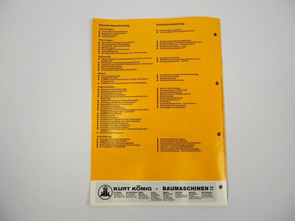 Prospekt Liebherr R954 Litronic Hydraulikbagger Techn. Beschreibung 1995 Label