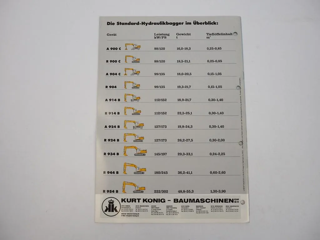 Prospekt Liebherr Standard-Hydraulikbagger 2003 Label