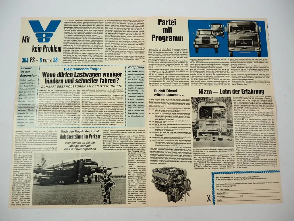 Prospekt MAN Report LKW Nutzfahrzeuge 1970er Jahre