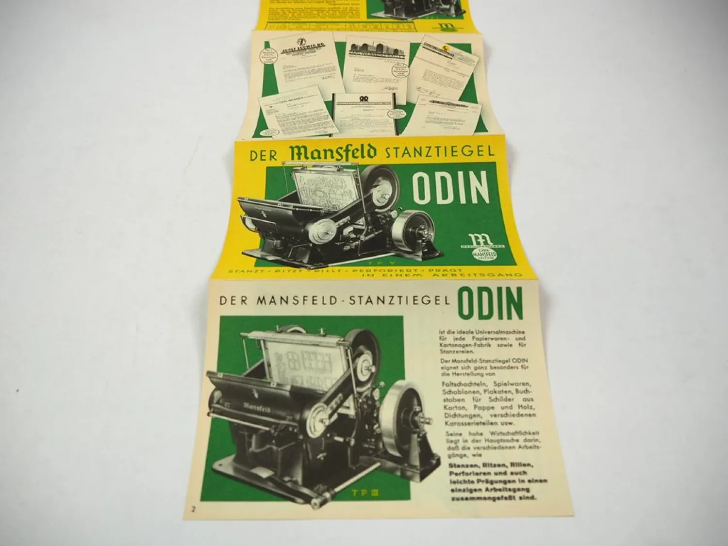 Prospekt Maschinenfabrik Mansfeld Leipzig Stanztiegel Odin 1930er Jahre