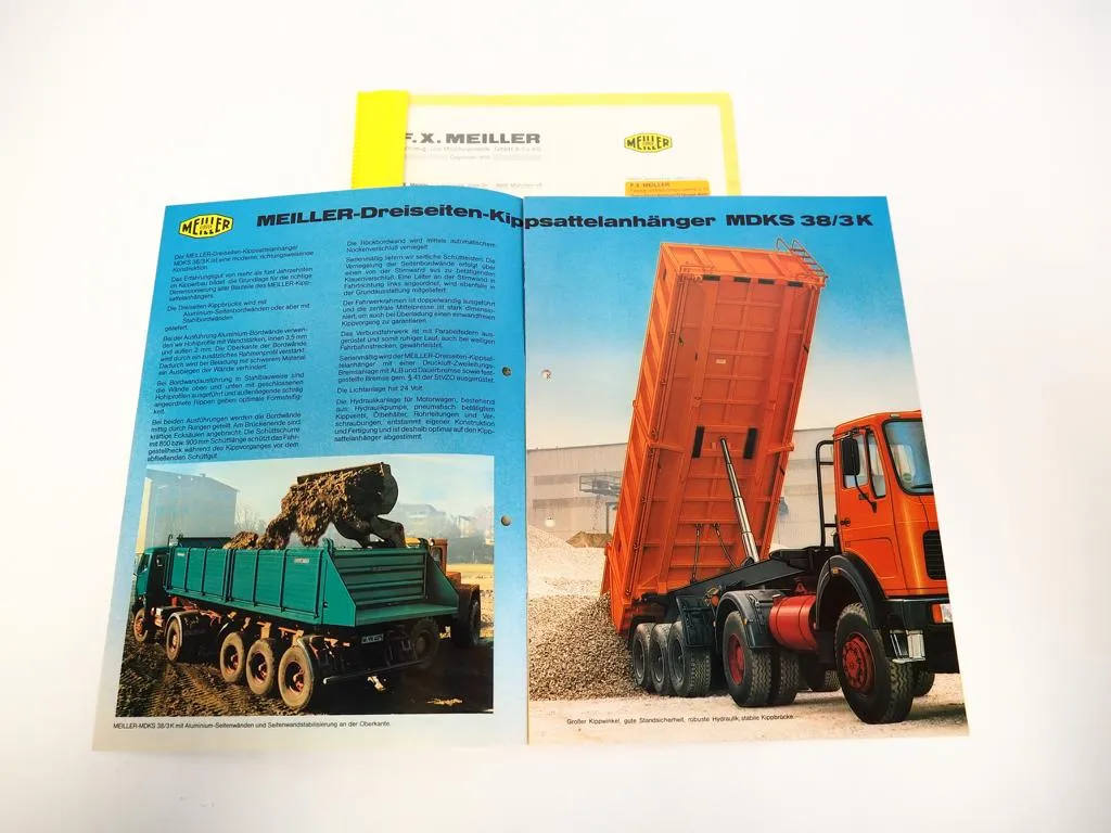 Prospekt Meiller MDKS 38/3K Dreiseiten-Kipp-Sattelanhänger Angebot 1981