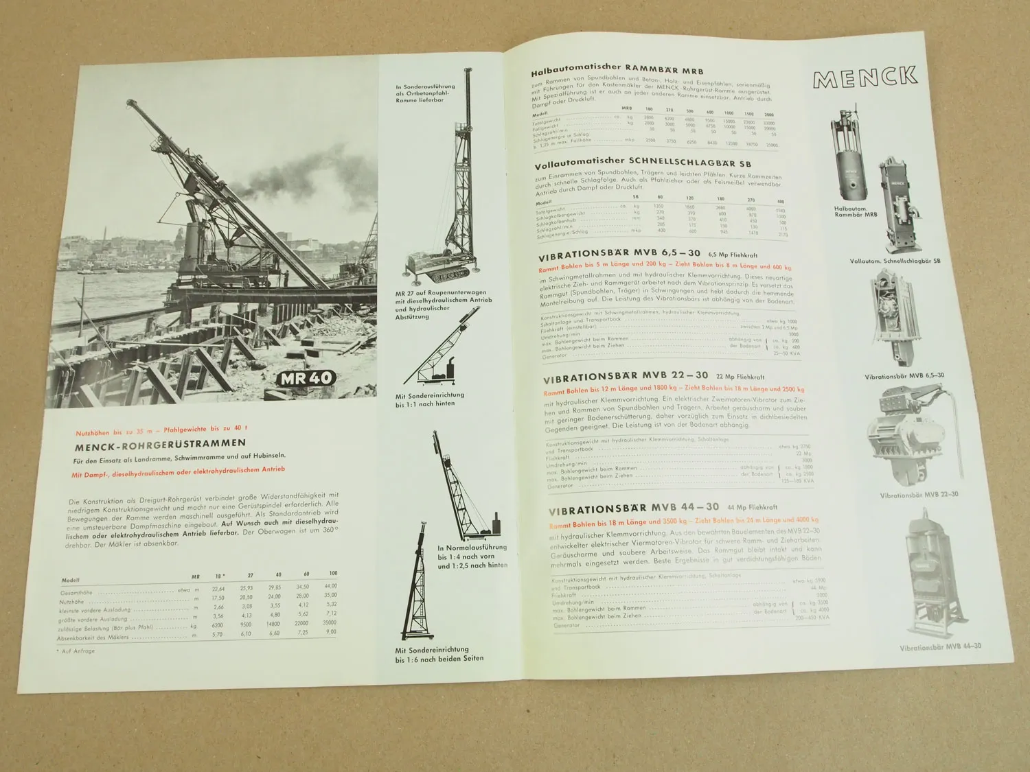 Prospekt Menck Bauprogramm M60 - M260 C251 D360 SR53 MRB MVB von 1966
