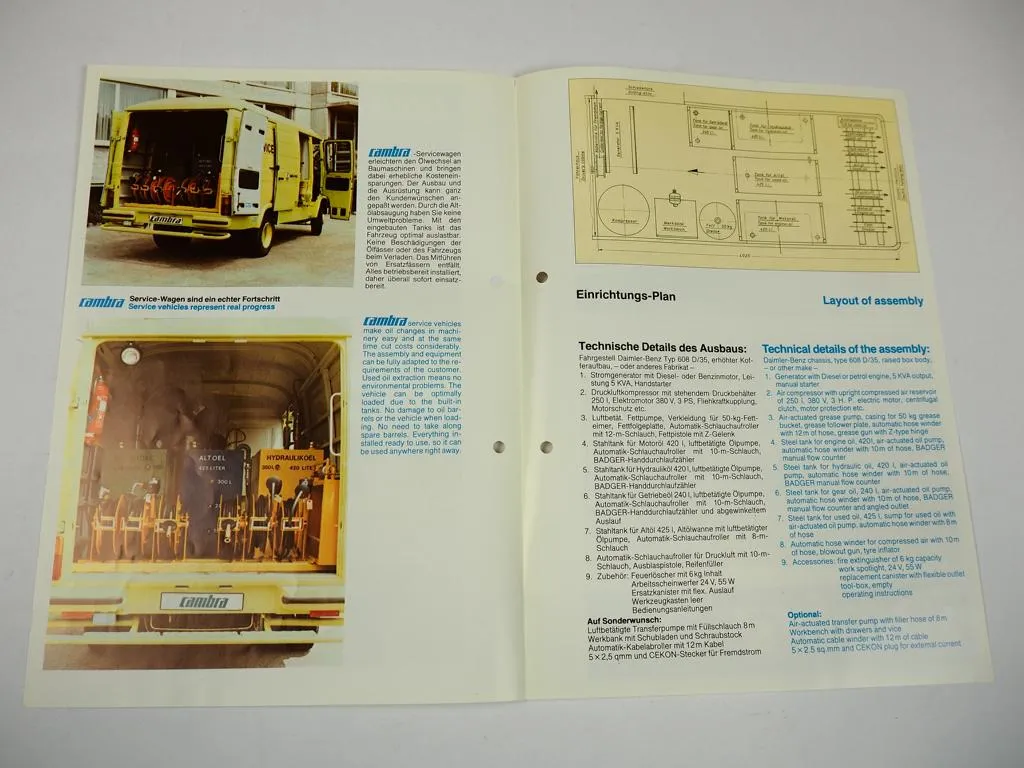 Prospekt Mercedes Benz 606D als Servicewagen Cambra