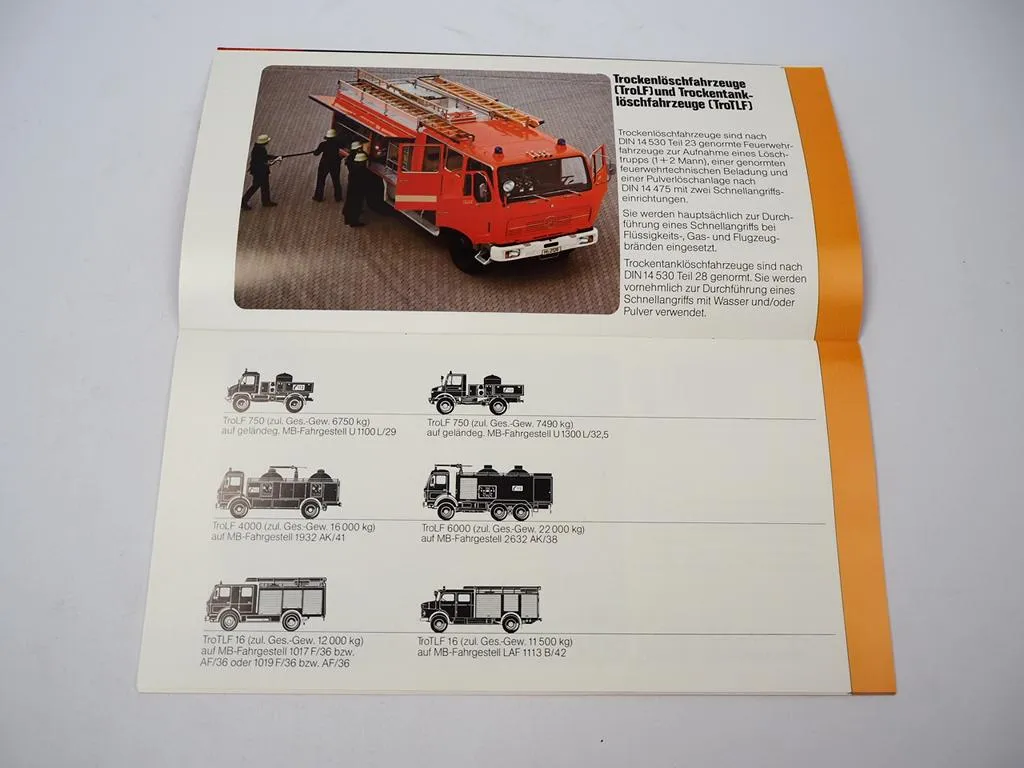 Prospekt Mercedes Benz Feuerwehrfahrzeuge Gesamtprogramm 1978