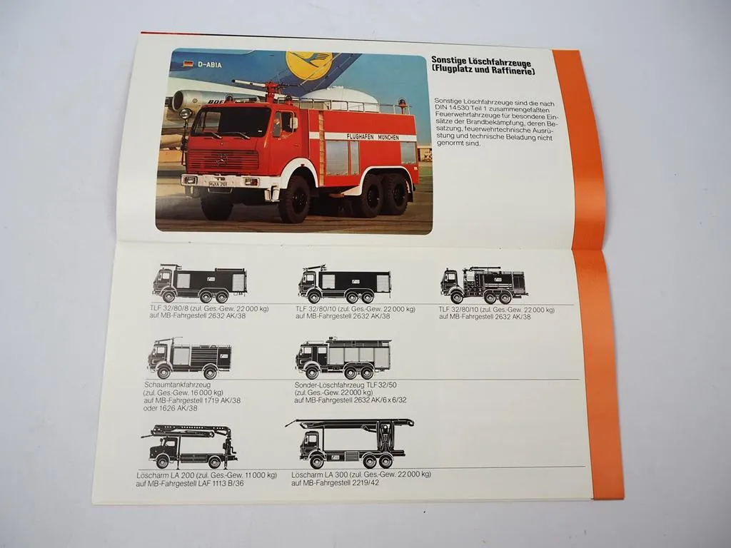 Prospekt Mercedes Benz Feuerwehrfahrzeuge Gesamtprogramm 1978