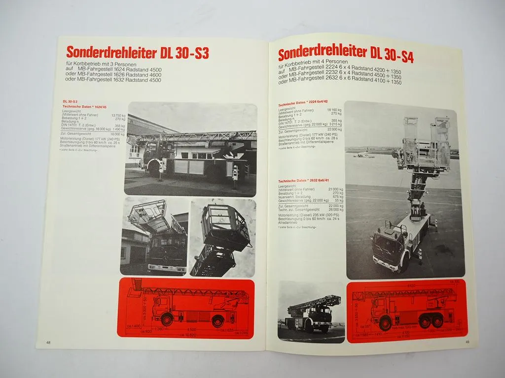 Prospekt Mercedes Benz Feuerwehrfahrzeuge Gesamtprogramm 1981