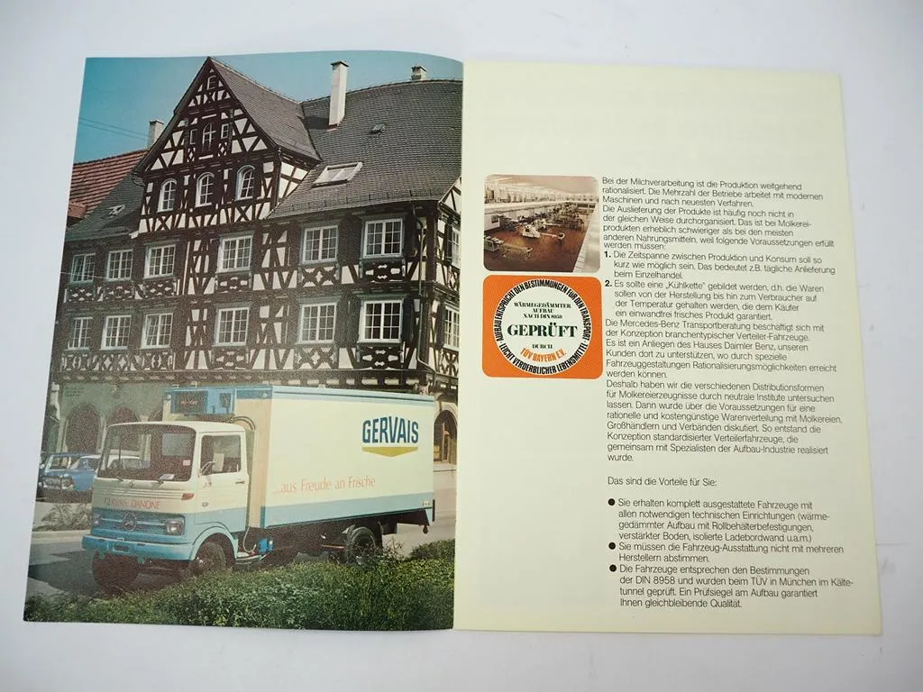 Prospekt Mercedes Benz LKW LP808 - LP1513 Transportberatung Molkerei 1974