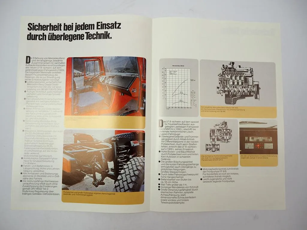 Prospekt Mercedes Benz Unimog U1300L Feuerwehrfahrzeug LF8 1979