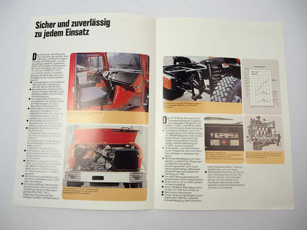 Prospekt Mercedes Benz Unimog U1300L Feuerwehrfahrzeug TLF8 1979