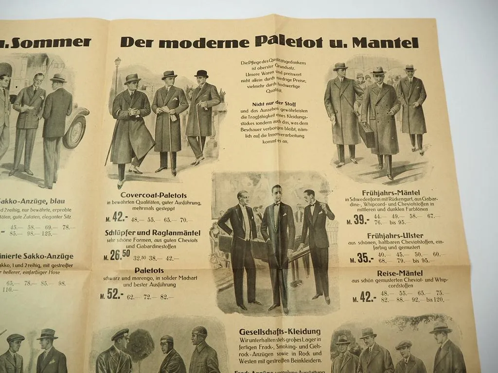Prospekt Mode Bekleidung Herren Knaben Heine & Schott Bingen ca. 1925
