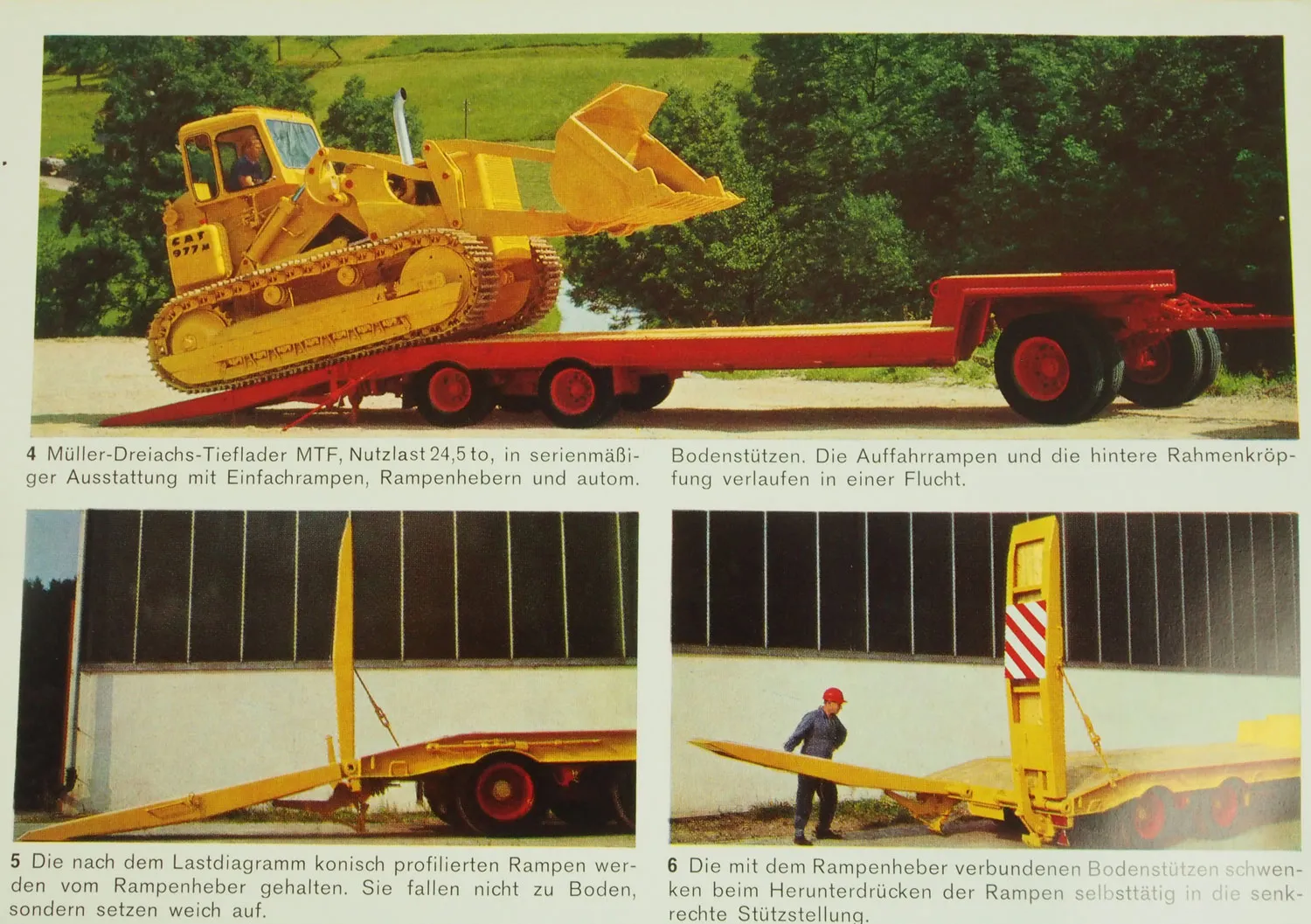 Prospekt Müller Mitteltal Tieflader mit Caterpillar 977H Laderaupe 1970