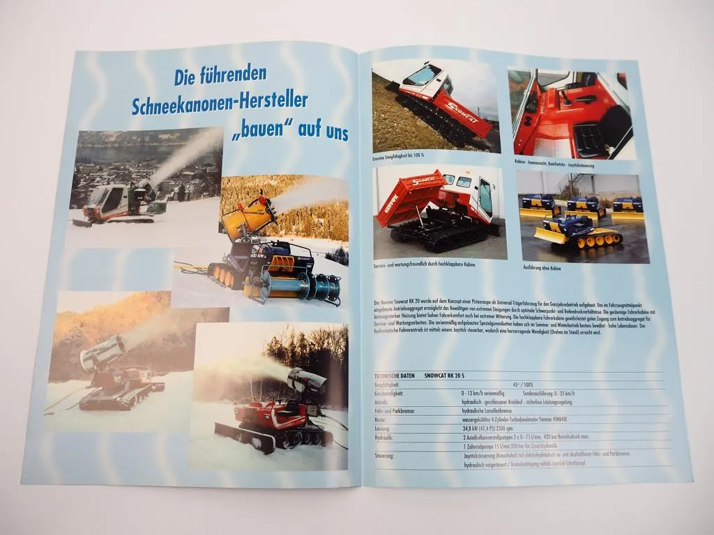 Prospekt Neuson RK20S Snowcat Pistenraupe Trägerfahrzeug 1990er Jahre