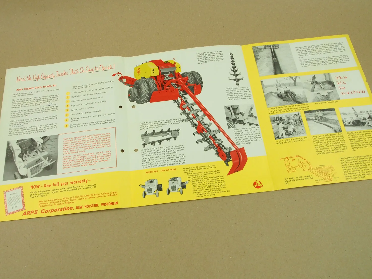 Prospekt New Holstein Wisconsin USA ARPS Trench Devil HL in englisch