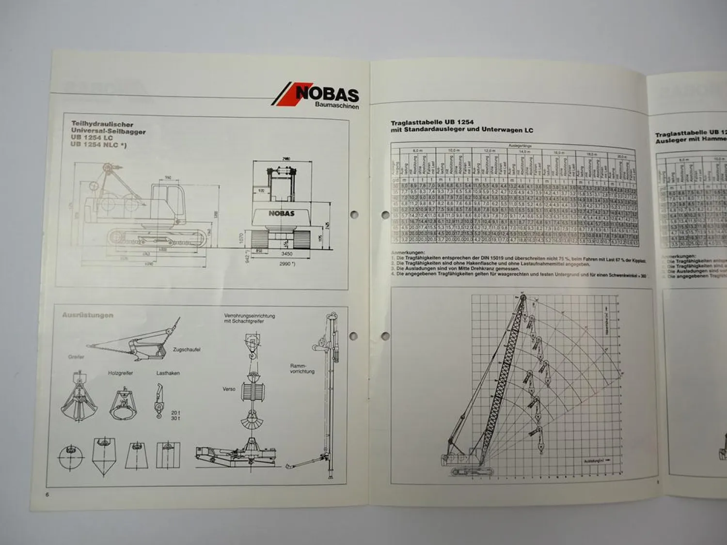 Prospekt Nobas UB1254 Universal Seilbagger 1990er Jahre