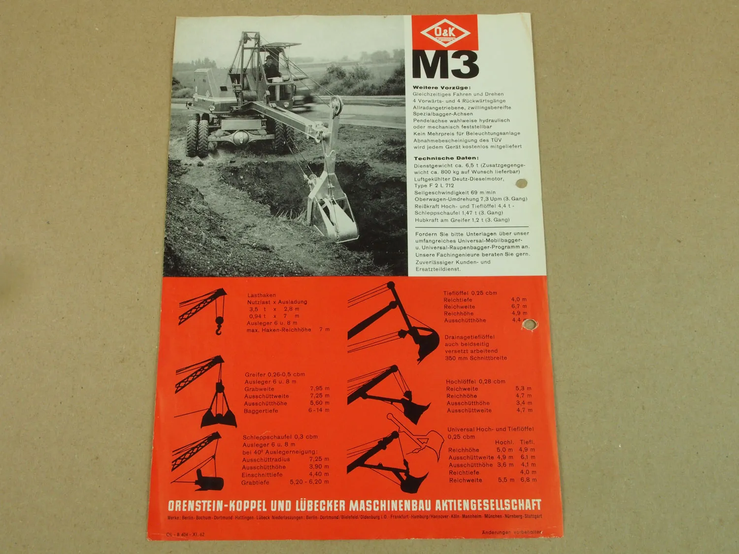 Prospekt O&K M3 Universal Mobilbagger 1962