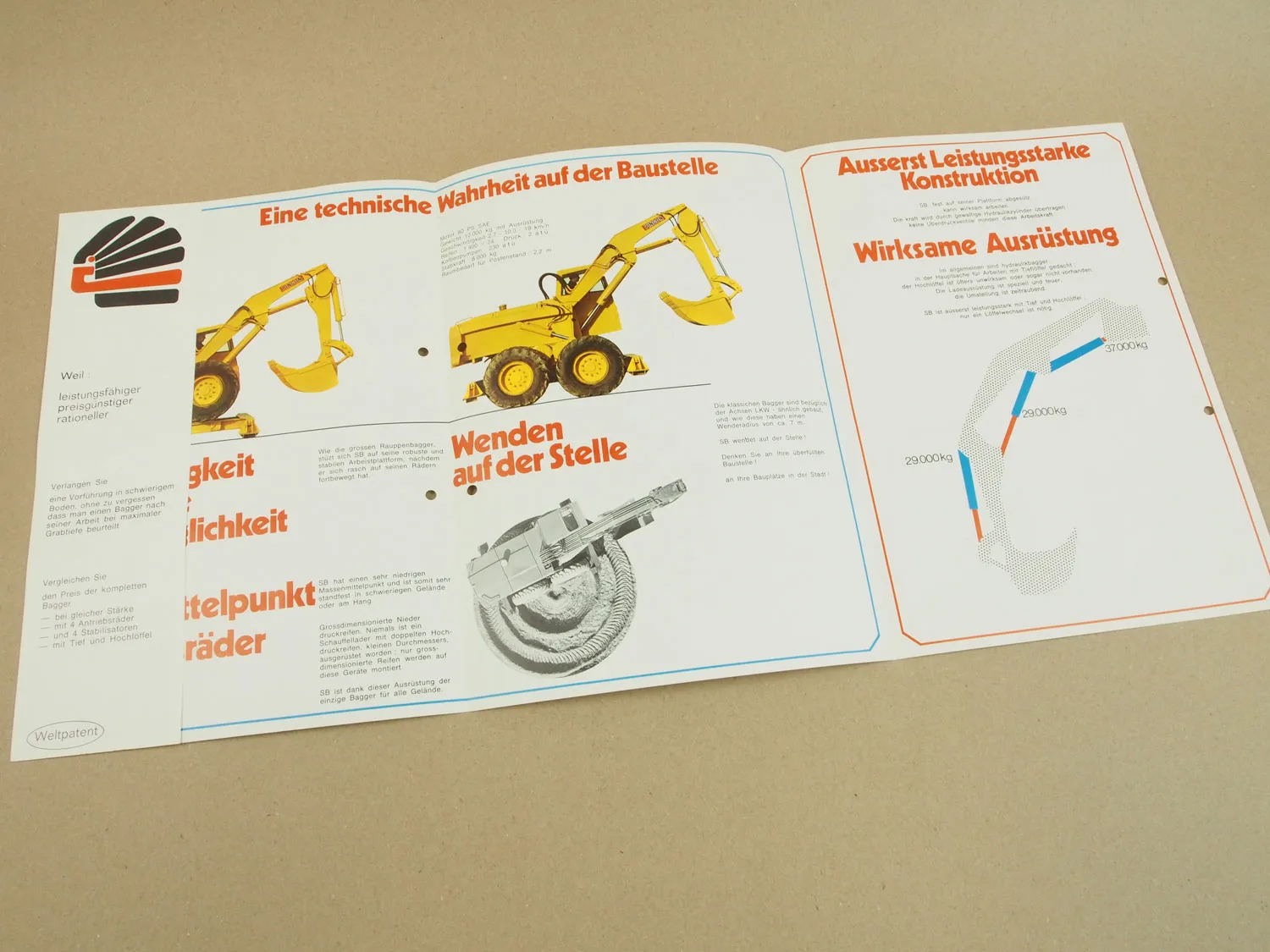 Prospekt Pingon 700L Sitting Bull Hydraulikbagger mit 80 PS von 1970