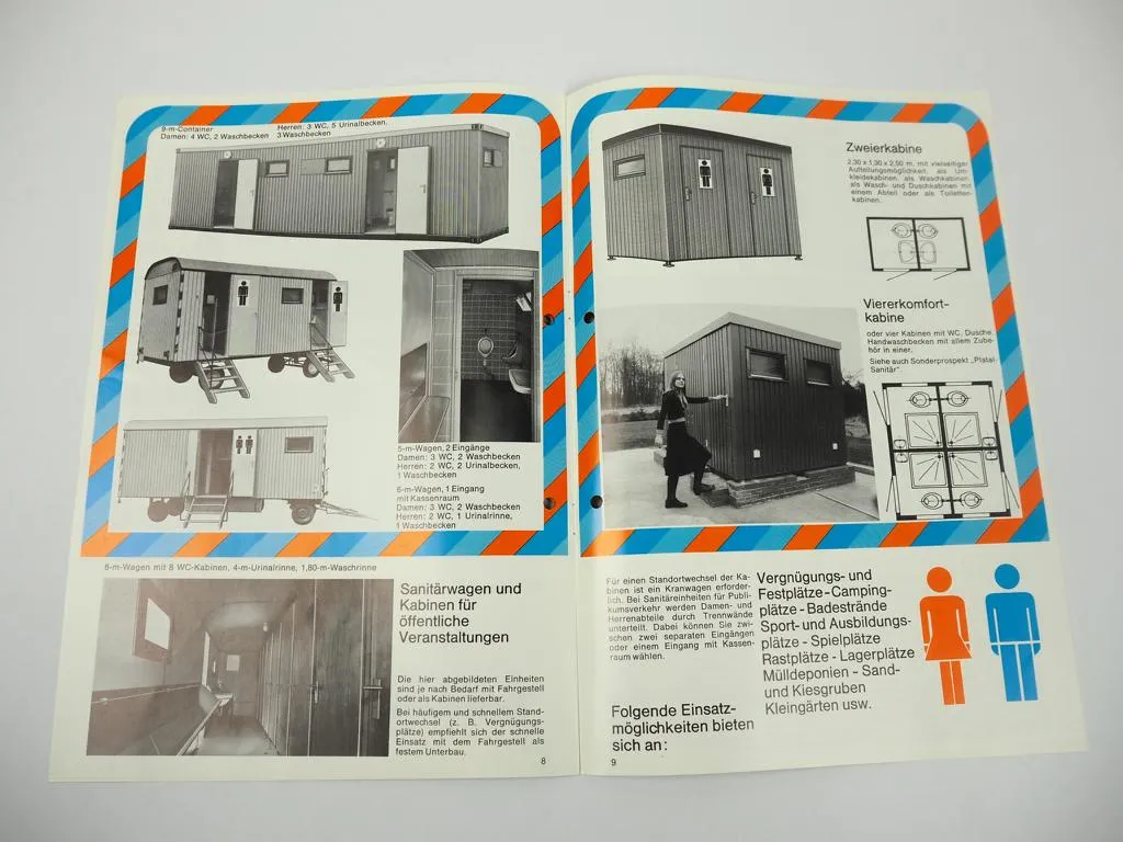 Prospekt Platal Bauwagen Sanitär-Container Kakerbeck DDR Export 1970er Jahre