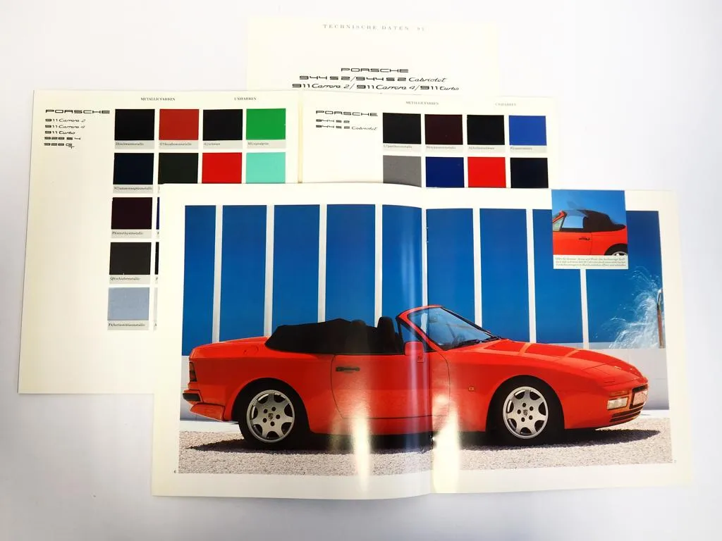 Prospekt Porsche 911 Carrera Turbo 928 S4 GT 944 S2 Farben Techn. Daten 1991