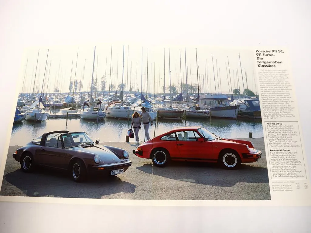 Prospekt Porsche 911 SC Turbo 924 928S 944 mit 125 bis 300 PS von 1982