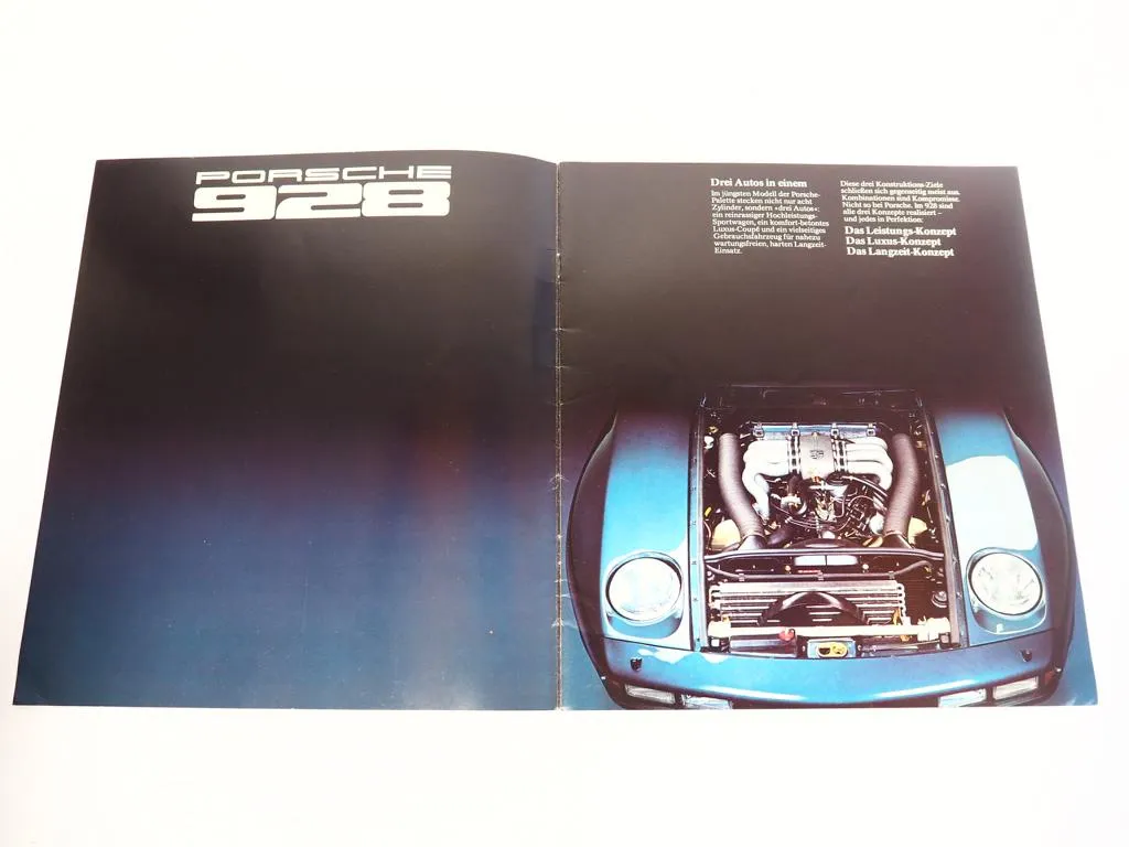 Prospekt Porsche 928 mit 240 PS von 1977