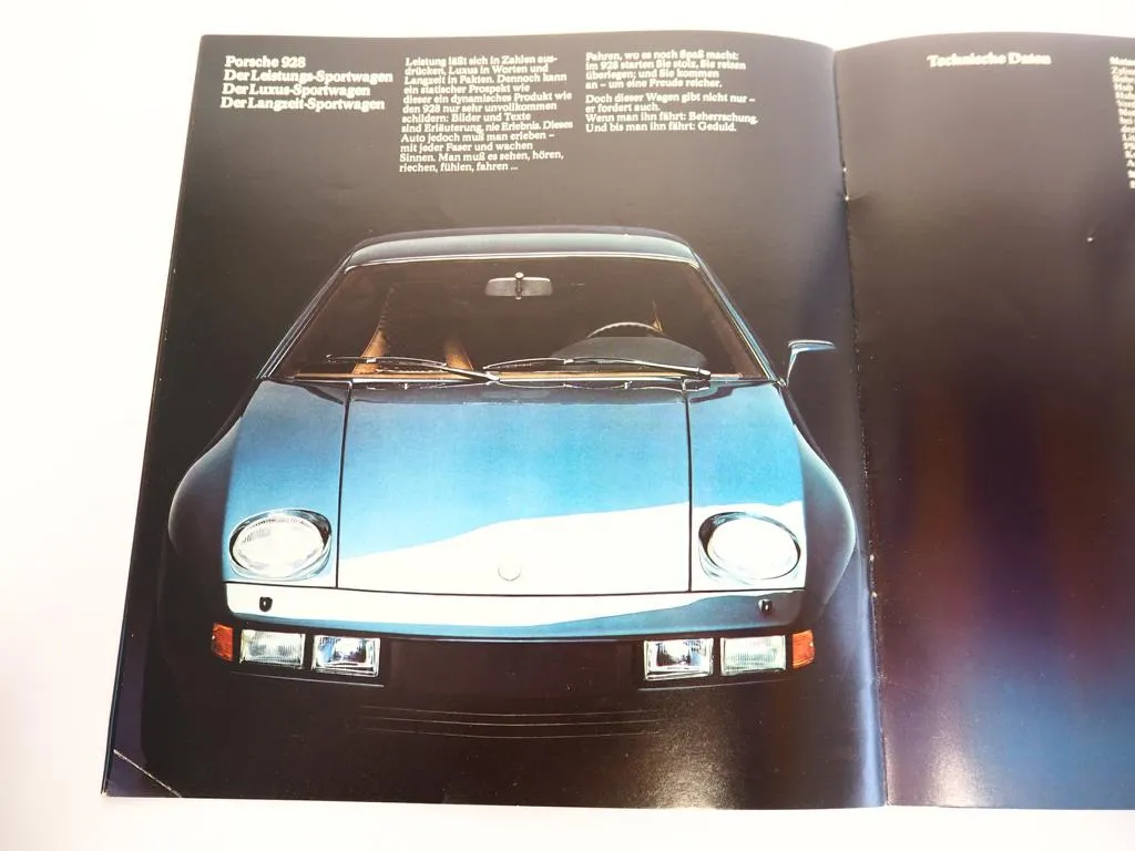 Prospekt Porsche 928 mit 240 PS von 1977