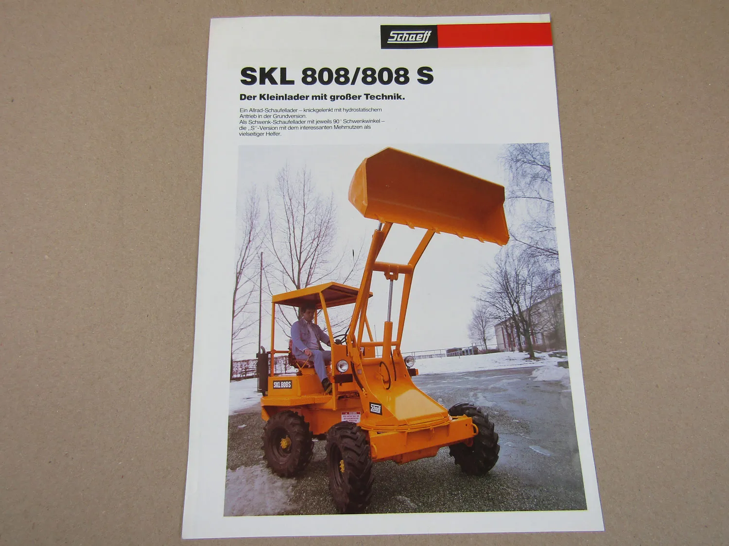 Prospekt Schaeff SKL 808 808S Kleinlader mit Mitsubishi Motor K3E 3/1986