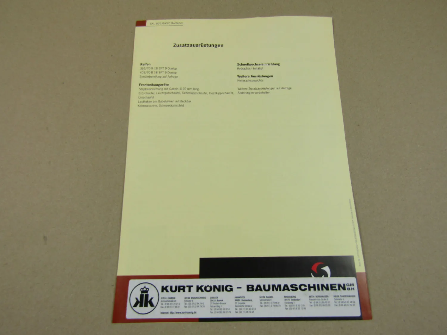 Prospekt Schaeff SKL 833 Basic Radlader mit 60 PS Perkins Motor