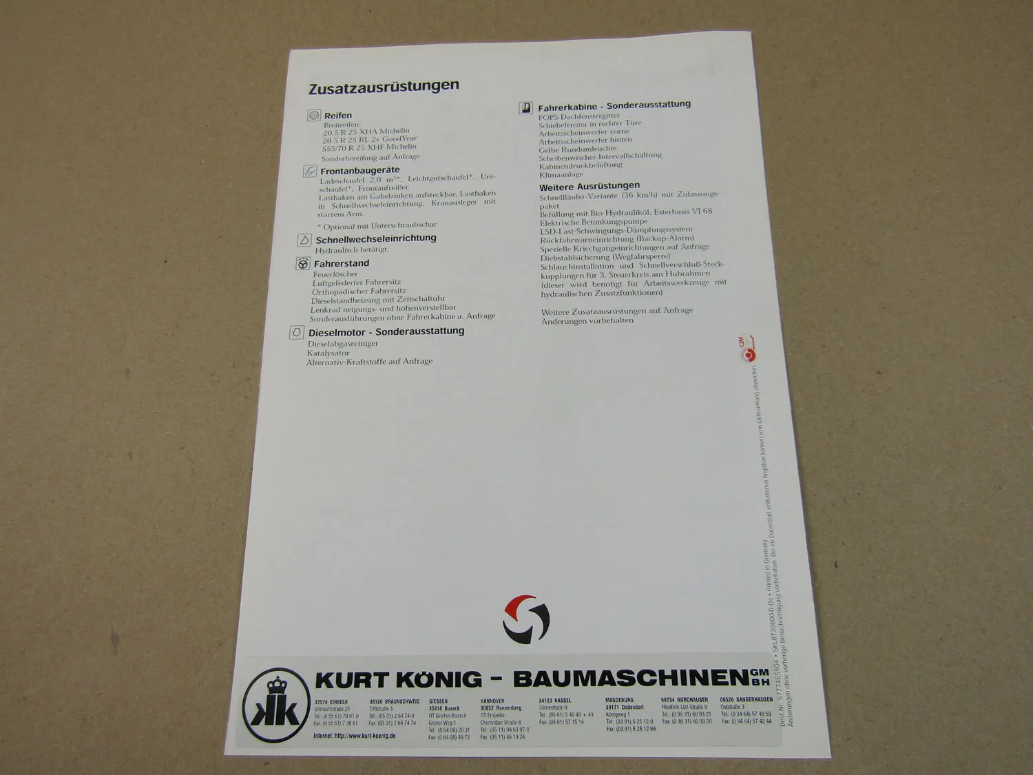 Prospekt Schaeff SKL 873 Radlader mit 136 PS Perkins Motor 90er Jahre