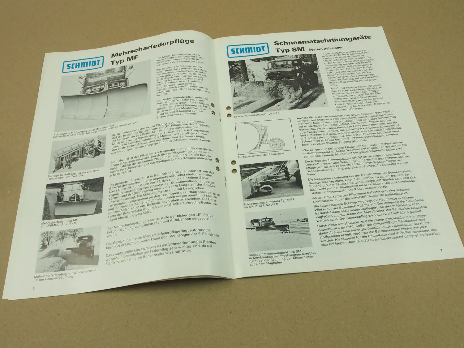 Prospekt Schmidt Schneepflüge für LKW und Schlepper 6/1976 zB Unimog Hanomag T2