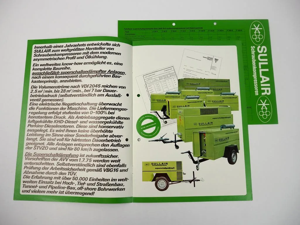 Prospekt Sullair Schraubenkompressoren 1977