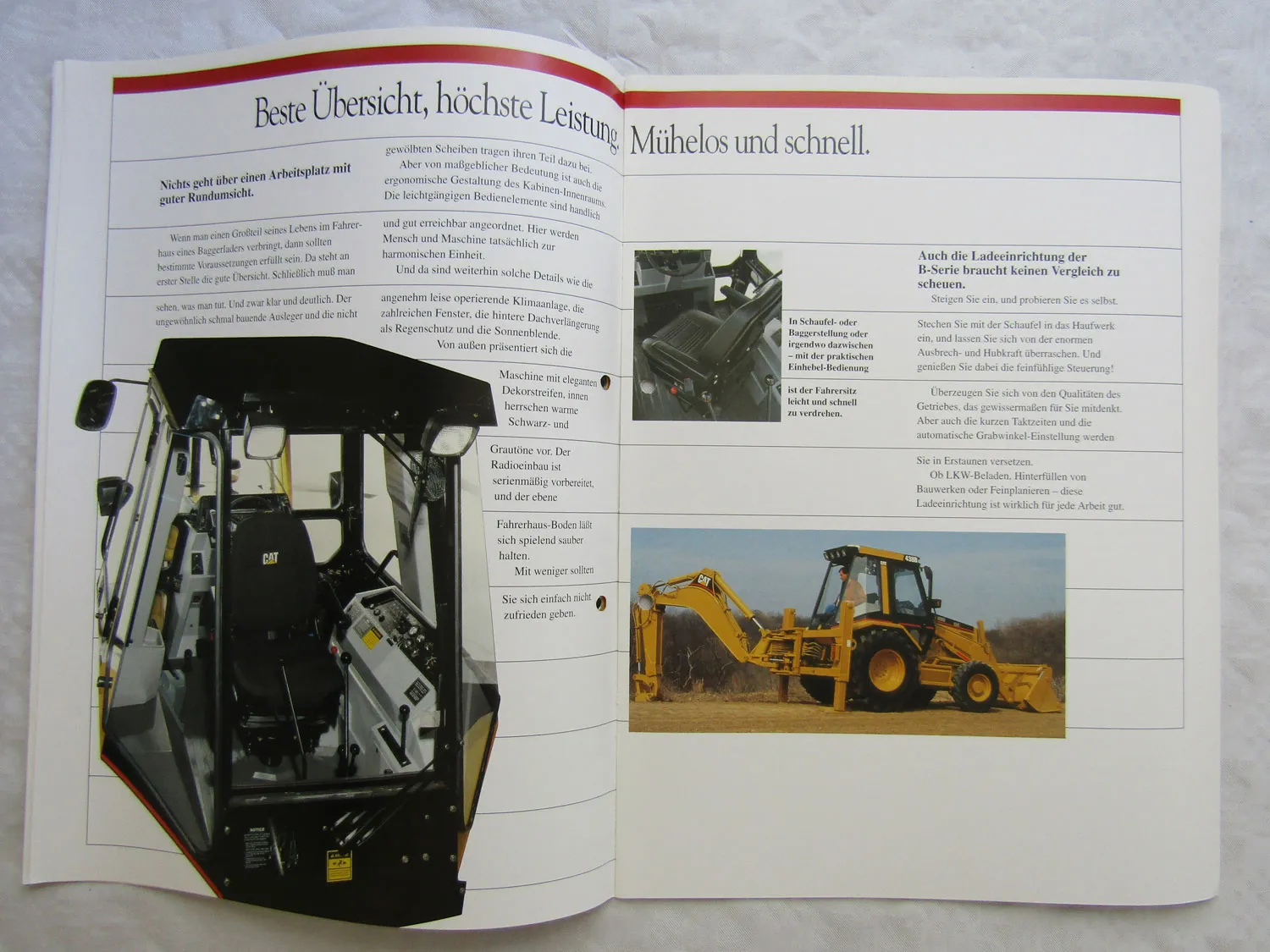 Prospekt und Datenblätter Caterpillar Zeppelin Baggerlader 428 438 Serie B 90er